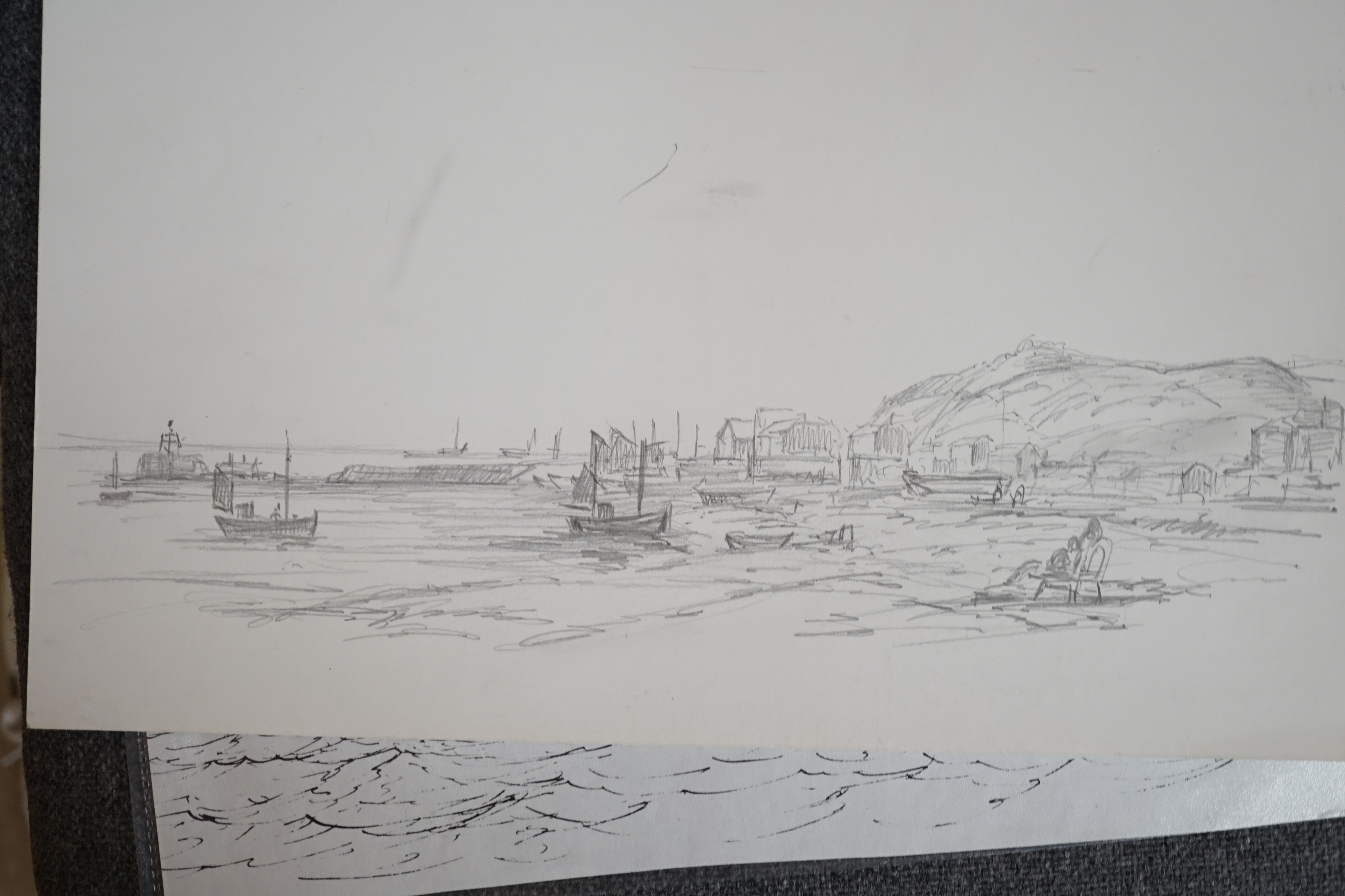 Max Parsons (1915 - 1998) a collection of inks, watercolours and prints including maritime interest sketches, landscapes and an illustration for London Life, unframed, largest 40cm x 34